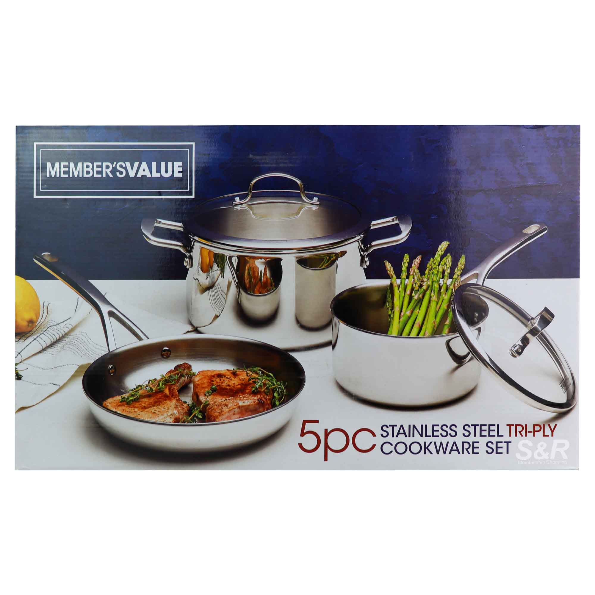 Member's Value Stainless Steel Tri-Ply Cookware Set 5pcs